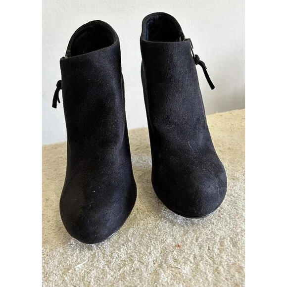 Madden Girl Black Fabric Coated Lopezzz Ankle Booties Boots Zip Size 6M - Picture 4 of 13